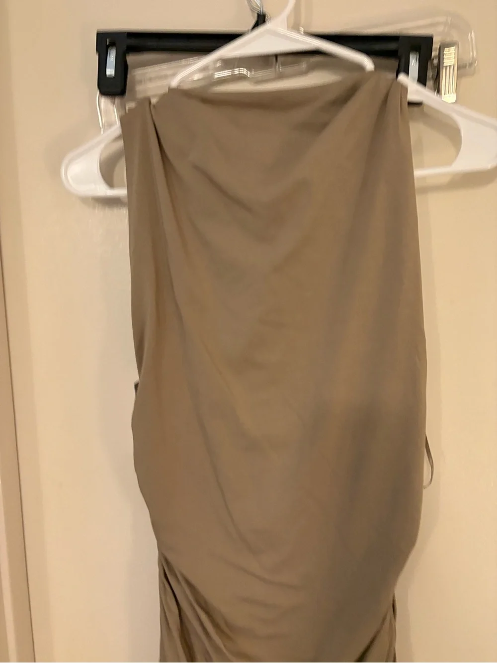 Abercrombie & Fitch Taupe Draped Maxi Dress size medium brown dress new nwt